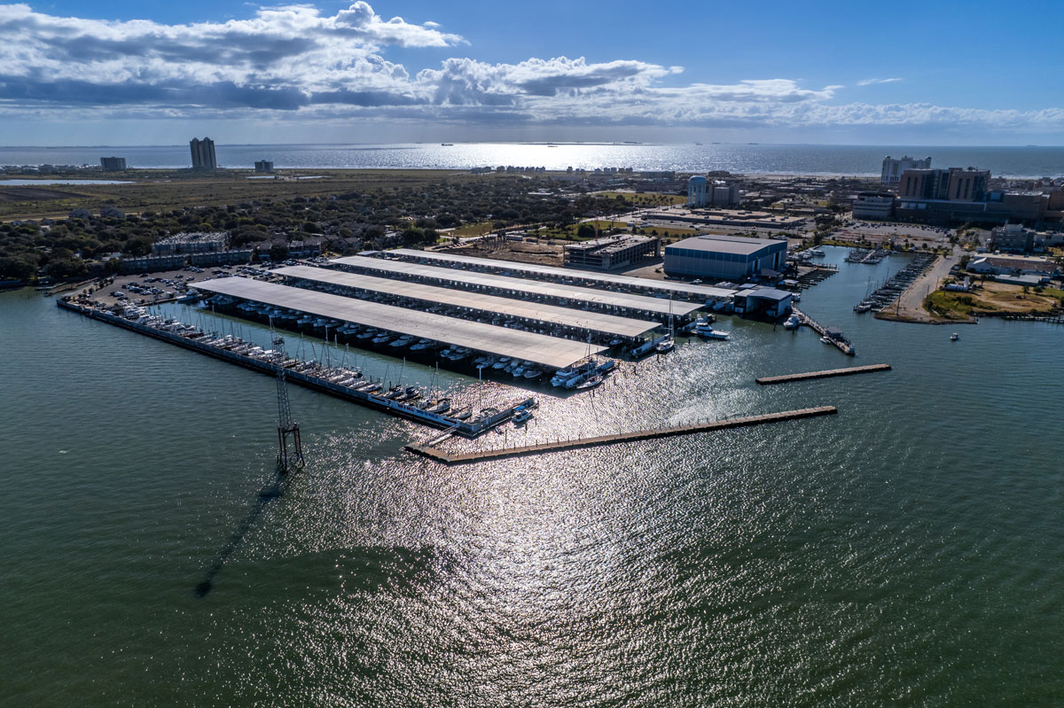 Galveston Yacht Marina aerial photo of the facility